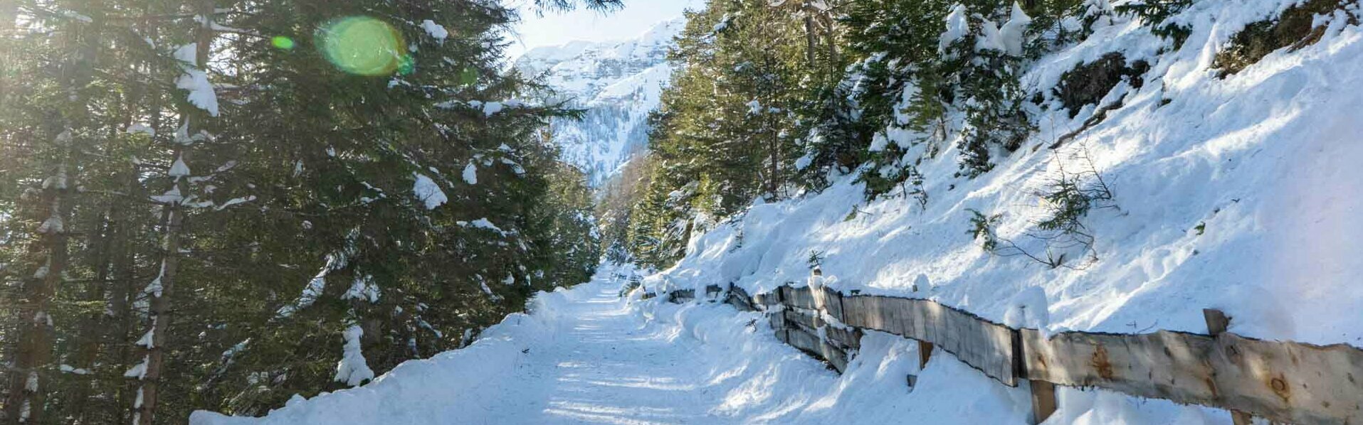 Tief verschneite Winterlandschaft im Gschnitztal
